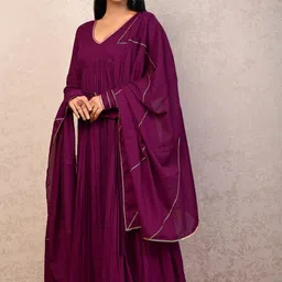GoSriKi Women Regular Kurta with Trousers & With Dupatta-image-17