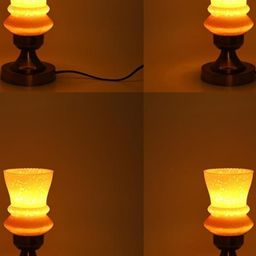 SOMIL Pack Of 4 Yellow Printed Glass Cylindrical Shaped Table Lamp-image-137