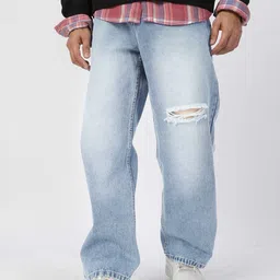 Urbano Fashion Men Relaxed Fit Slash Knee Heavy Fade Cotton Baggy Jeans-picture-22