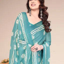 SUPERLAXMI Batik Printed Pure Chiffon Block Print Saree image 2