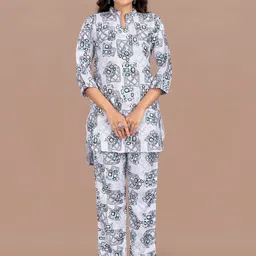 RUNAYA NX Printed Mandarin Neck Tunic With Trousers Co-Ords-image-81