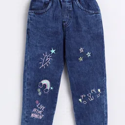 Here&Now X Denikid Girls Pure Cotton Light Fade Embroidered Jeans-picture-37