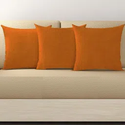 Trance Home Linen Mustard Set of 3 Square Cushion Covers-4