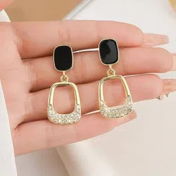 Celestique Korean Cubic Zirconia Studded Contemporary Drop Earrings-picture-42