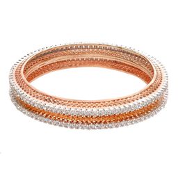 PANASH Set Of 2 Rose Gold-Plated & White American Diamond-Studded Handcrafted Bangles image 2
