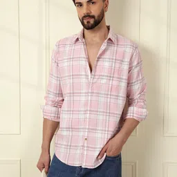 WROGN Men Comfort Slim Fit Tartan Checks Opaque Checked Casual Shirt-image-51