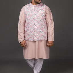 Sizeupp Printed Plus Size Woven Nehru Jacket-58