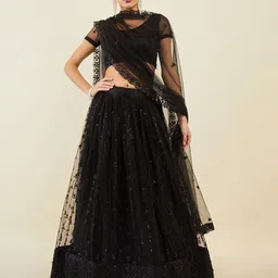 DIVASTRI Embroidered Beads and Stones Semi-Stitched Lehenga & Unstitched Blouse With Dupatta-picture-17
