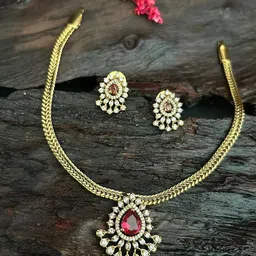 GRIIHAM Sayara Collection Gold Plated CZ Stone Studded Jewellery Set-image-46