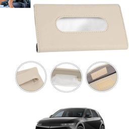 Beige Leatherite Rectangle Shape Fancy Design Tissue Dispencer For Car-68 Vehicle Tissue Dispenser-image-70