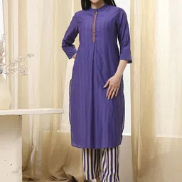 Biba Striped Mandarin Collar Tunic Inner With Palazzos Co-Ords-45