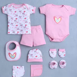 BUMZEE Infant Girls 9-Pcs Pure Cotton Baby Apparel Gift Set-18