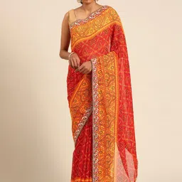 DIVASTRI Bandhani Gotta Patti Poly Georgette Bandhani Saree-picture-54