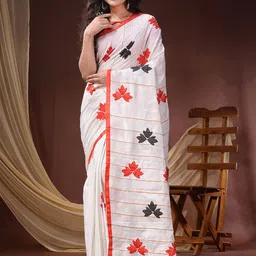 DESH BIDESH Floral Patchwork Pure Cotton Saree-image-12