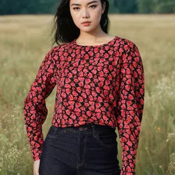 Kotty Women Round Neck Floral Printed Top-image-24