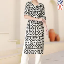 HERE&NOW Selection Of 3 Geometric Printed Round Neck Straight Kurtas-28
