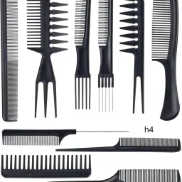 10-Piece Heat-Resistant Anti-Static Hair Styling Comb Set, Black, Unisex h4-image-19