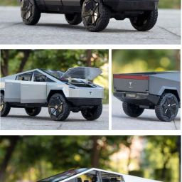 1:24 Scale Tesla Cybertruck Metal car Pullback Toy light &sound toy-image-20