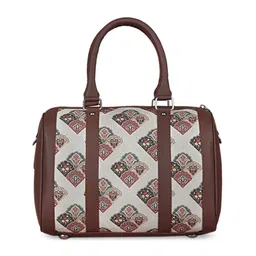 ZOUK Women Off White & Brown Seashell Motif Printed Handheld Bag image 5