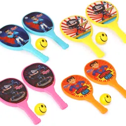 Max Plastic Rackets For Kids - Rackets Set of 2 With 1 Foam Ball For Kids Multicolor Strung Badminton Racquet-9