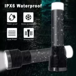 nkz 2 in1 Waterproof Led Flashlight Torch With Rechargeable Battery and 2 Modes 8 hrs Torch Emergency Light image 2