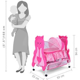 Babyhug Happy Kitty Print Bassinet with Mosquito net and detachable inner storage basket - Pink image 4