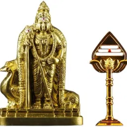 PACK OF 2 GOLDEN MURUGAN STATUE AND GOLD VEL FOR CAR DASHBOARD ETC. Decorative Showpiece - 9.5 cm-30