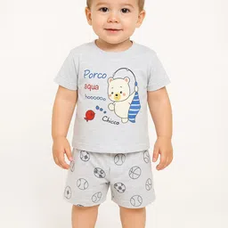 MOM & SON Boys Printed T-shirt with Shorts-image-73