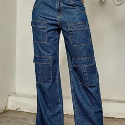 Glossia Women Comfort Wide Leg High-Rise Light Fade Acid Wash Stretchable Jeans-picture-17
