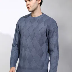 HIGHLANDER Men Open Knit Self Design Pullover-image-15