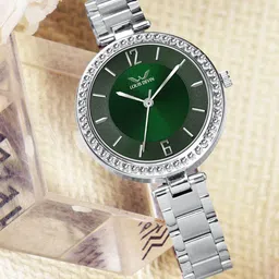 LOUIS DEVIN Women Brass Dial & Stainless Steel Straps Analogue Watch LD-ZL181-GRN-image-44