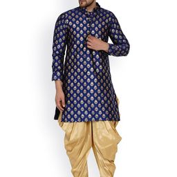 VEERA PARIDHAAN Ethnic Motifs Woven Design Zari Mandarin Collar Straight Kurta-image-11
