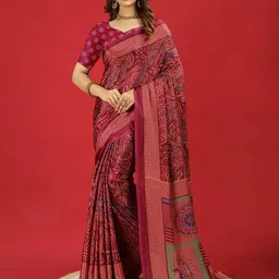 A.V.M. SILK MILLS Floral Pure Crepe Saree-image-79