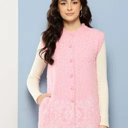 Aarika Self-Design Embellished Woollen Longline Cardigan-picture-5