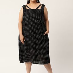 theRebelinme Women Plus Size Polka Dot Printed A-Line Midi Dress-picture-5