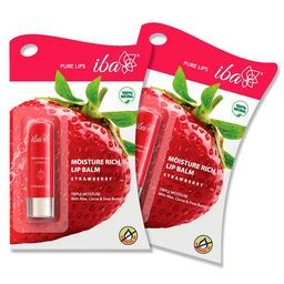 Iba Set Of 2 Pure Lips Moisture Rich Lip Balm With Aloe & Cocoa - 4.5 gm Each - Strawberry-17