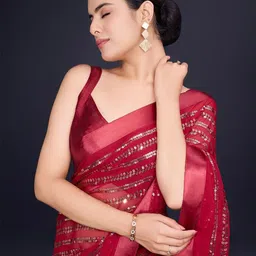 DIVASTRI Embellished Pure Georgette Saree-image-18