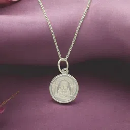 Sri Jagdamba Pearls Dealer 2 Grams Silver-Plated Ganesha Round Pendant with Chain-image-67