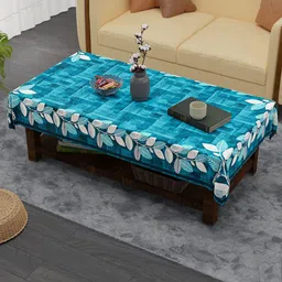 RUBOXA Blue Floral Cotton 4-Seater Table Cover-44