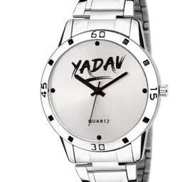 TARIDO Men Printed Dial & Bracelet Style Straps Analogue Watch YADAV WATCH WHITE DIAL SILVER CHAIN_trend-11