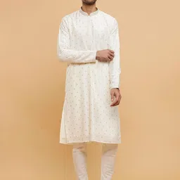 Twamev Men Embroidered Regular Thread Work Kurta with Churidar-picture-12