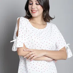 SZN Polka Dot Printed Slit Sleeve Top-picture-16