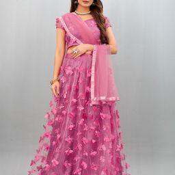 LADY SHOPI Embroidered Semi-Stitched Lehenga & Unstitched Blouse With Dupatta-picture-56