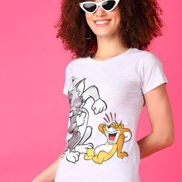 V-Mart Women Graphic Printed Round Neck Cotton Tom & Jerry T-shirt-picture-0