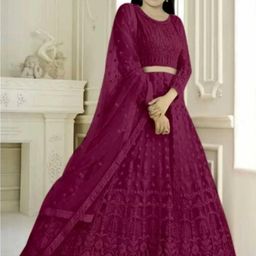F Plus Fashion Girls Black Net Semi-Stitched Lehenga Choli-image-75