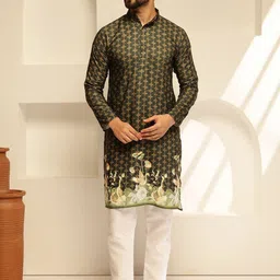 SOJANYA Men Ethnic Motifs Embroidered Regular Thread Work Pure Cotton Kurta with Pyjamas-1