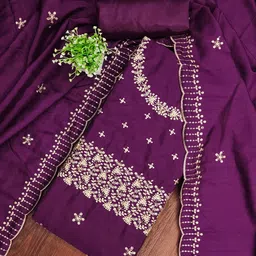 HERE&NOW Floral Embroidered Sequinned Unstitched Dress Material-picture-0