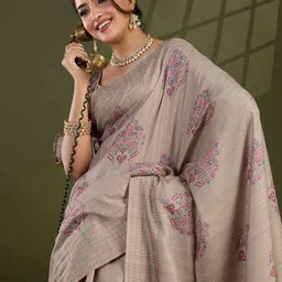 PBS PRINTS Floral Printed Pure Silk Banarasi Saree-picture-55