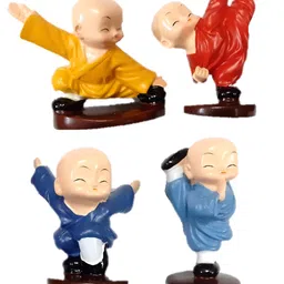 Afterstitch Yellow 4 Pieces Kungfu Monk Buddha Babies Figurine Showpiece-28