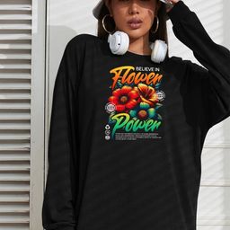 SZN Women Printed Drop-Shoulder Sleeves Applique T-shirt-image-85